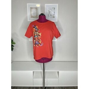 Sabaku Artwear Top Women's L Orange Short Sleeve Sunflower Totem
